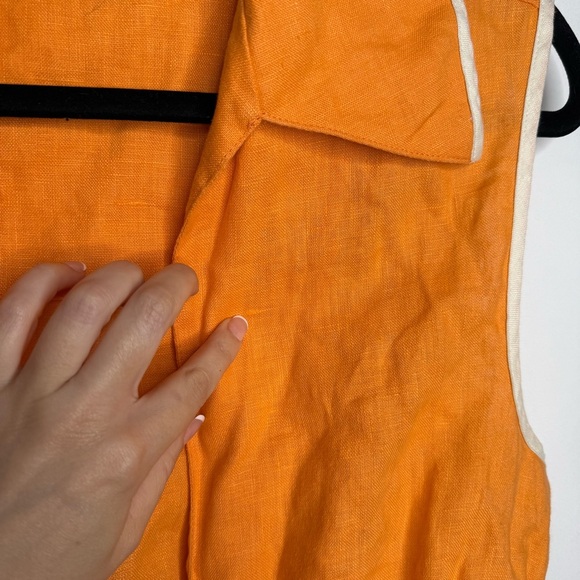 Matthew Bruch - Tie Waist Crop Top - Orange White Linen - Sz 4- RTR - Picture 7 of 13